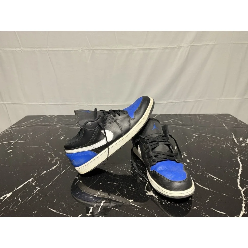 Nike Air Jordan Retro 1 Low Black, White, Royal Blue Toe Size 13 Mens Basketball